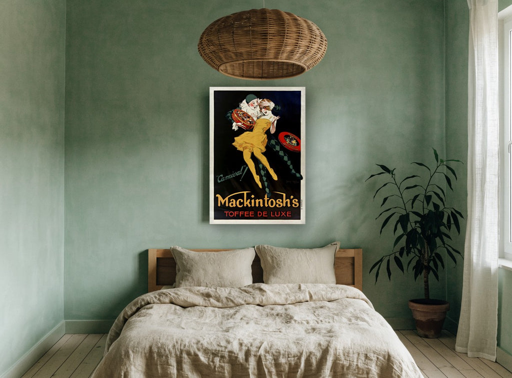 Carnival Toffee Dancers vintage canvas print on the wall of a bedroom