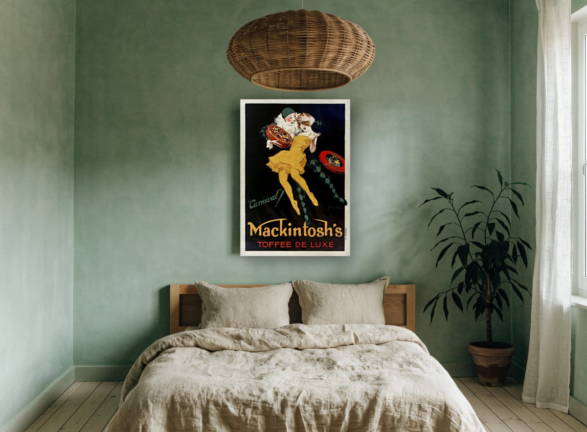 Carnival Toffee Dancers vintage canvas print on the wall of a bedroom
