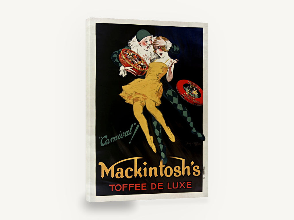 Carnival Toffee Dancers, vintage mackintosh's toffee advertising poster, stretched canvas wall art print ready to hang