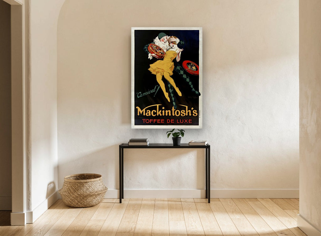 Carnival Toffee Dancers vintage canvas print on the wall of a hallway