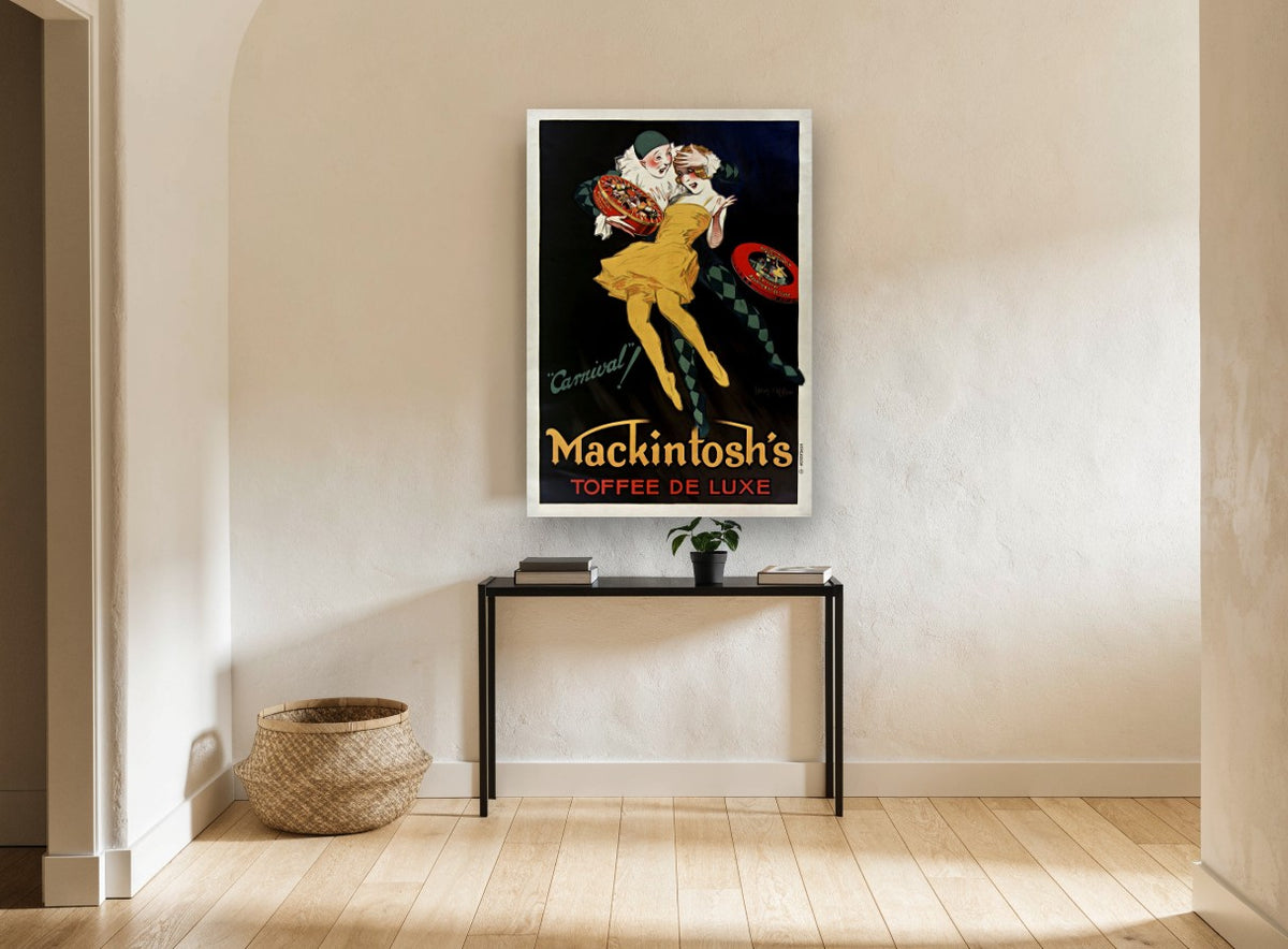 Carnival Toffee Dancers vintage canvas print on the wall of a hallway