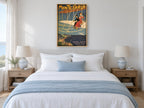Monte-Carlo Aviation Meet vintage canvas print on the wall of a coastal bedroom