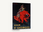 Red Elephant Rhum, vintage rhum red elephant advertising poster, stretched canvas wall art print ready to hang