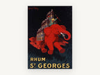 Red Elephant Rhum, vintage canvas wall art print, front view