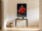 Red Elephant Rhum vintage canvas print on the wall of a hallway