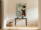Abricotine Liqueur Lady vintage canvas print on the wall of a hallway