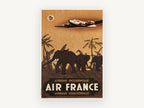 Air France Elephant Safari, vintage canvas wall art print, front view