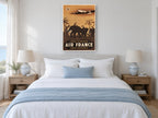 Air France Elephant Safari vintage canvas print on the wall of a coastal bedroom