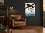 Zurich Air Meeting vintage canvas print on the wall of a charcoal living room