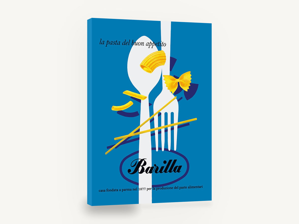Barilla Pasta Appetito, vintage barilla pasta advertising poster, stretched canvas wall art print ready to hang