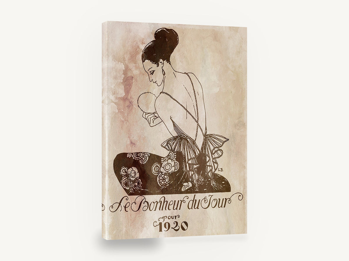 Le Bonheur du Jour, vintage french art deco fashion, stretched canvas wall art print ready to hang