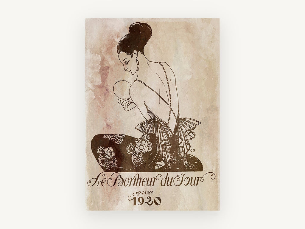 Le Bonheur du Jour, vintage canvas wall art print, front view