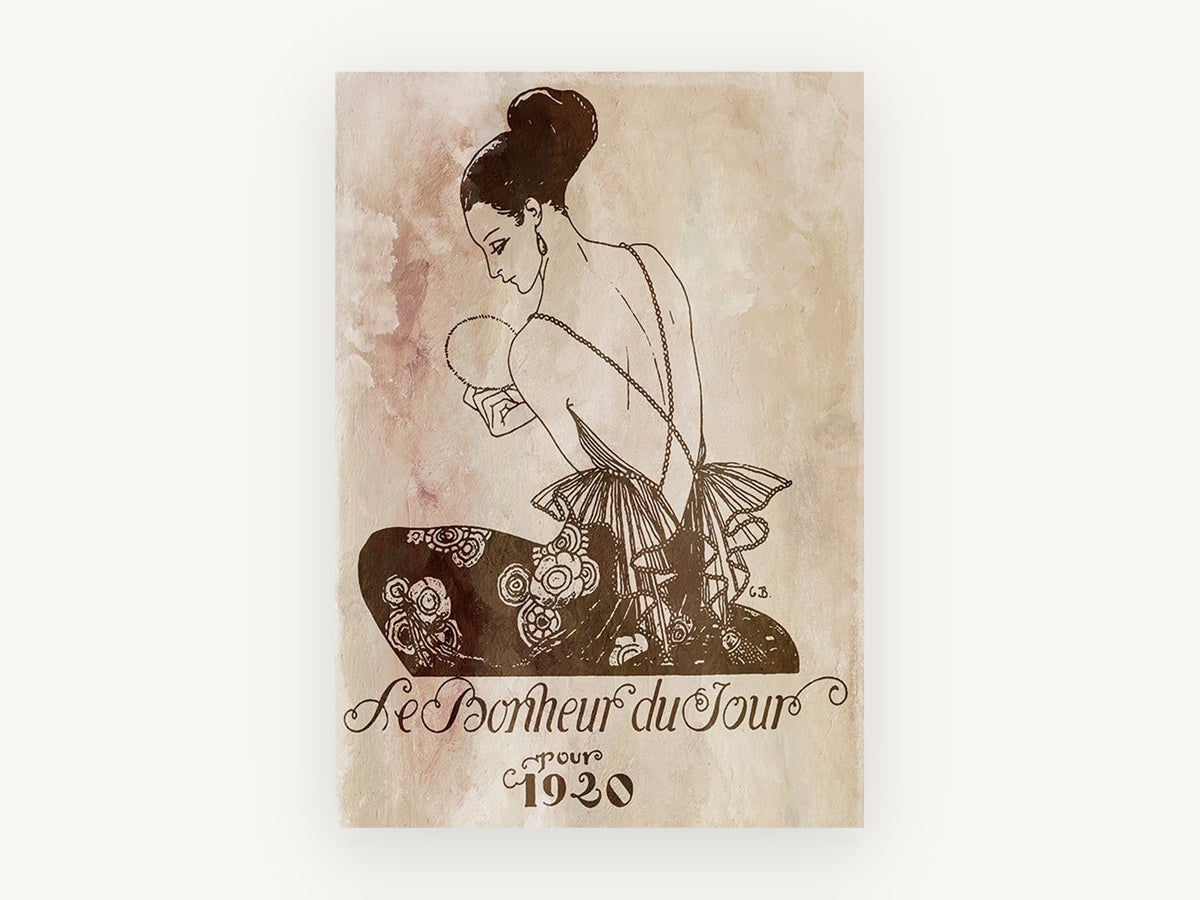 Le Bonheur du Jour, vintage canvas wall art print, front view
