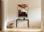 Reconnaissance Car and Airship vintage canvas print on the wall of a hallway