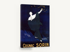 Toast to the Stars, vintage cognac sorin advertising poster, stretched canvas wall art print ready to hang