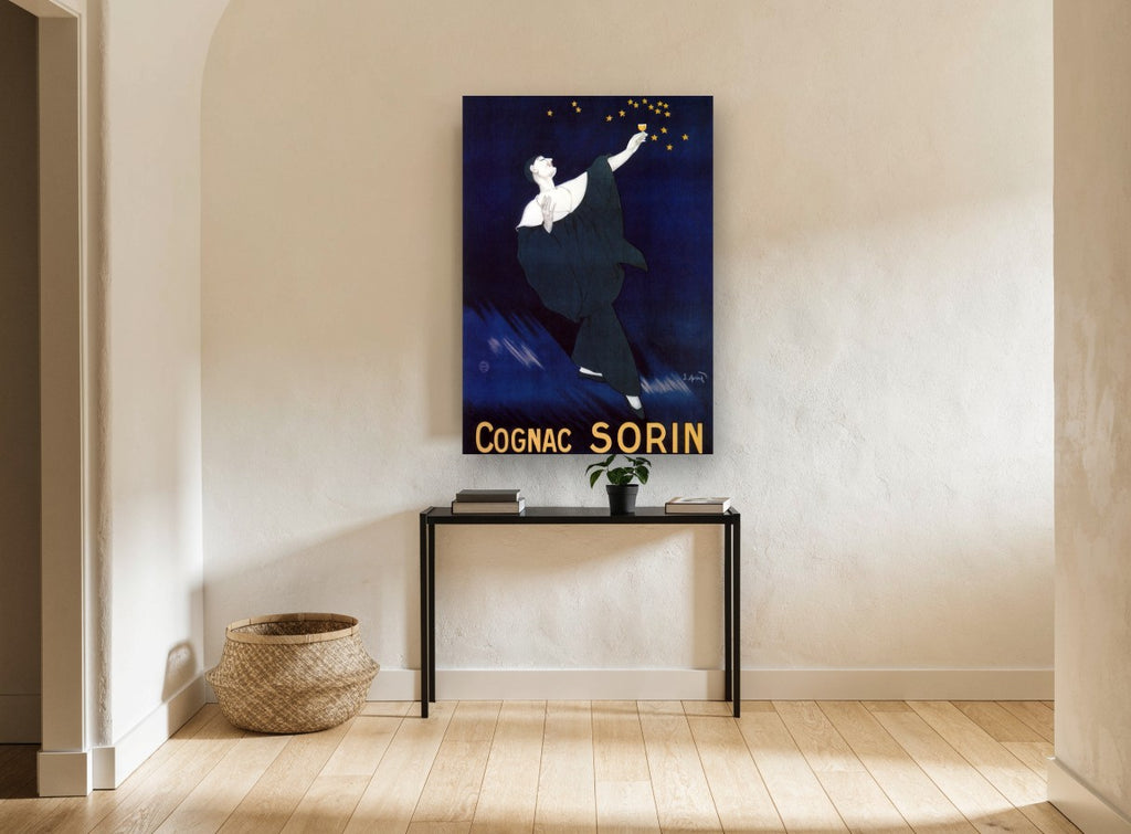 Toast to the Stars vintage canvas print on the wall of a hallway