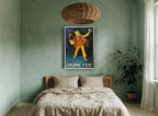 Soup Chef With Bottle vintage canvas print on the wall of a bedroom