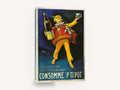 Soup Chef With Bottle, vintage french consommé advertising poster, stretched canvas wall art print ready to hang