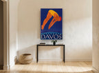 Davos Diver vintage canvas print on the wall of a hallway