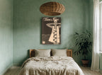 Bather by the Waves vintage canvas print on the wall of a bedroom