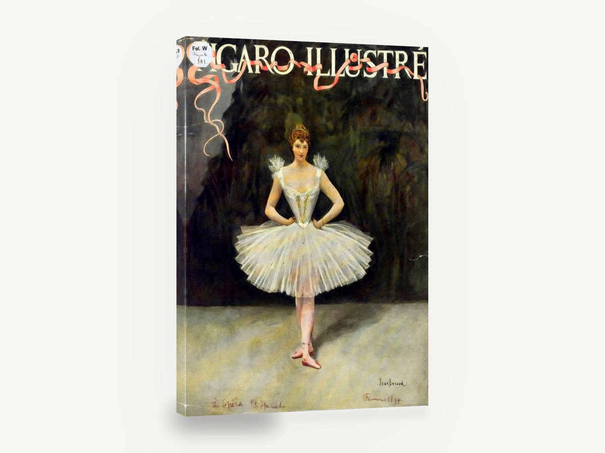 Ballerina in White Tutu, vintage ballerina magazine cover, stretched canvas wall art print ready to hang