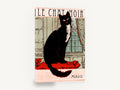 Le Chat Noir Window Seat, vintage black cat poster, stretched canvas wall art print ready to hang