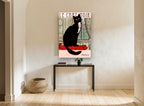 Le Chat Noir Window Seat vintage canvas print on the wall of a hallway