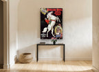 Jupiter the Rearing Horse vintage canvas print on the wall of a hallway