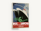 New York in Six Days, vintage italian ocean liner travel poster, stretched canvas wall art print ready to hang