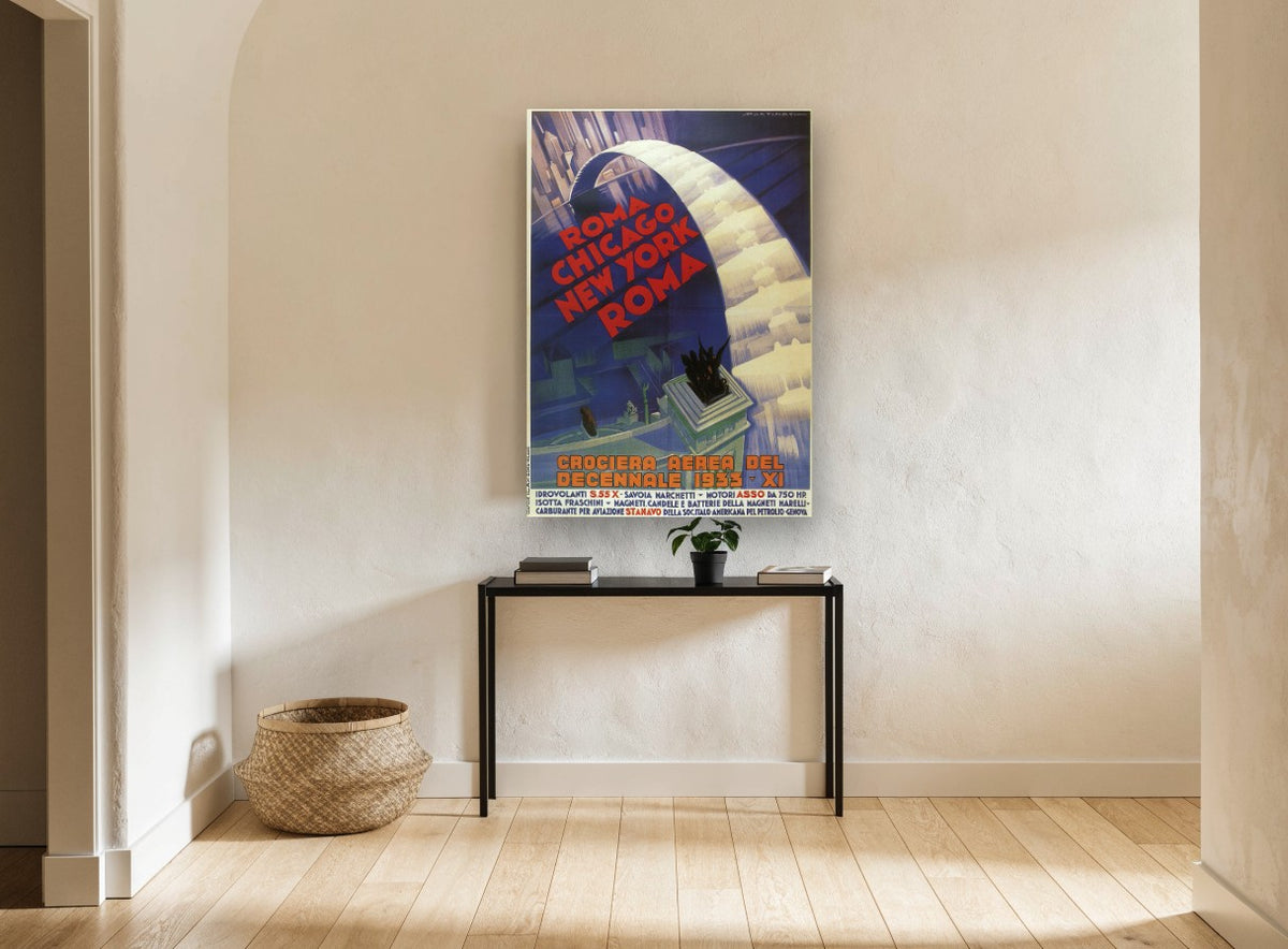 Roma Chicago Skyway vintage canvas print on the wall of a hallway