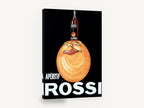 Grinning Orange Rossi, vintage rossi aperitif advertising poster, stretched canvas wall art print ready to hang