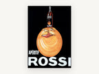 Grinning Orange Rossi, vintage canvas wall art print, front view
