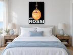 Grinning Orange Rossi vintage canvas print on the wall of a coastal bedroom