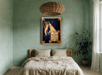 Light of the Cinématographe vintage canvas print on the wall of a bedroom