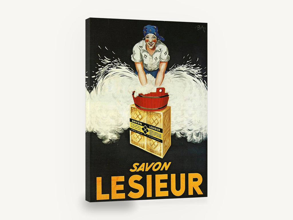 Lesieur Soap Suds, vintage savon lesieur soap advertising poster, stretched canvas wall art print ready to hang