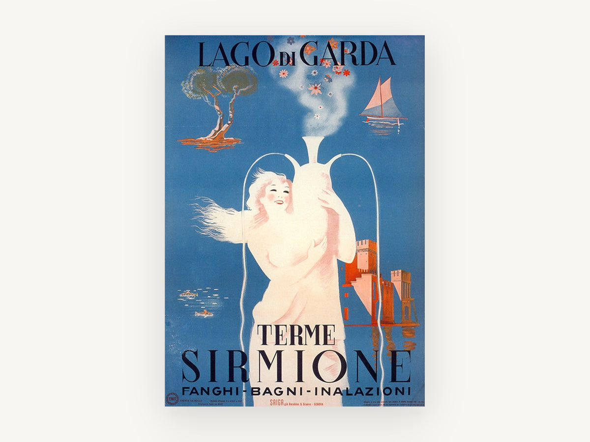 Sirmione Spa Water Nymph, vintage canvas wall art print, front view
