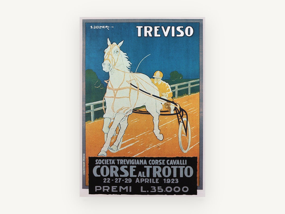 Treviso Trotting Races, vintage canvas wall art print, front view