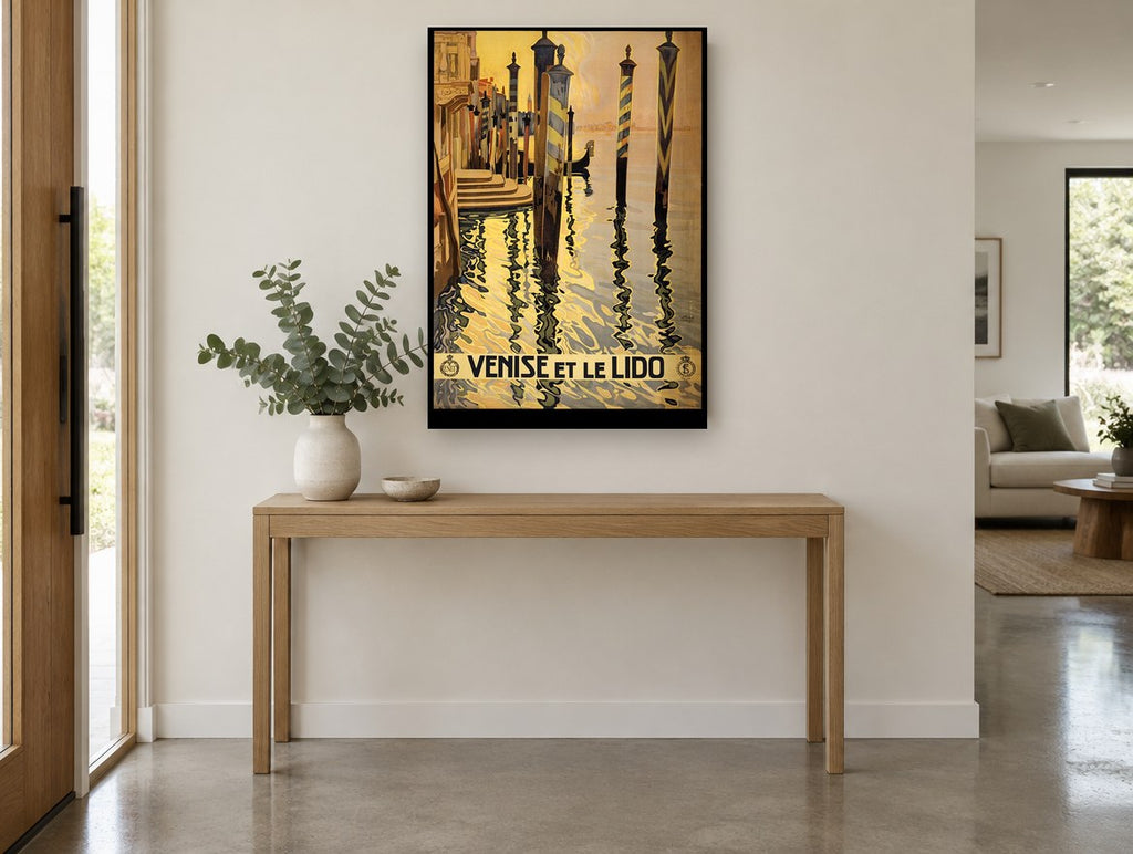 Venise et le Lido vintage canvas print on the wall of a entry hall