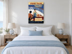 Sun Tan Deck Cruise vintage canvas print on the wall of a coastal bedroom