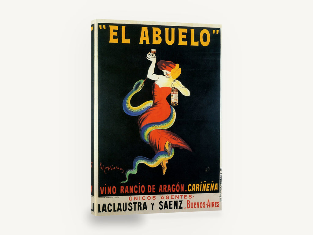 El Abuelo Serpent Lady, vintage el abuelo wine advertising poster, stretched canvas wall art print ready to hang