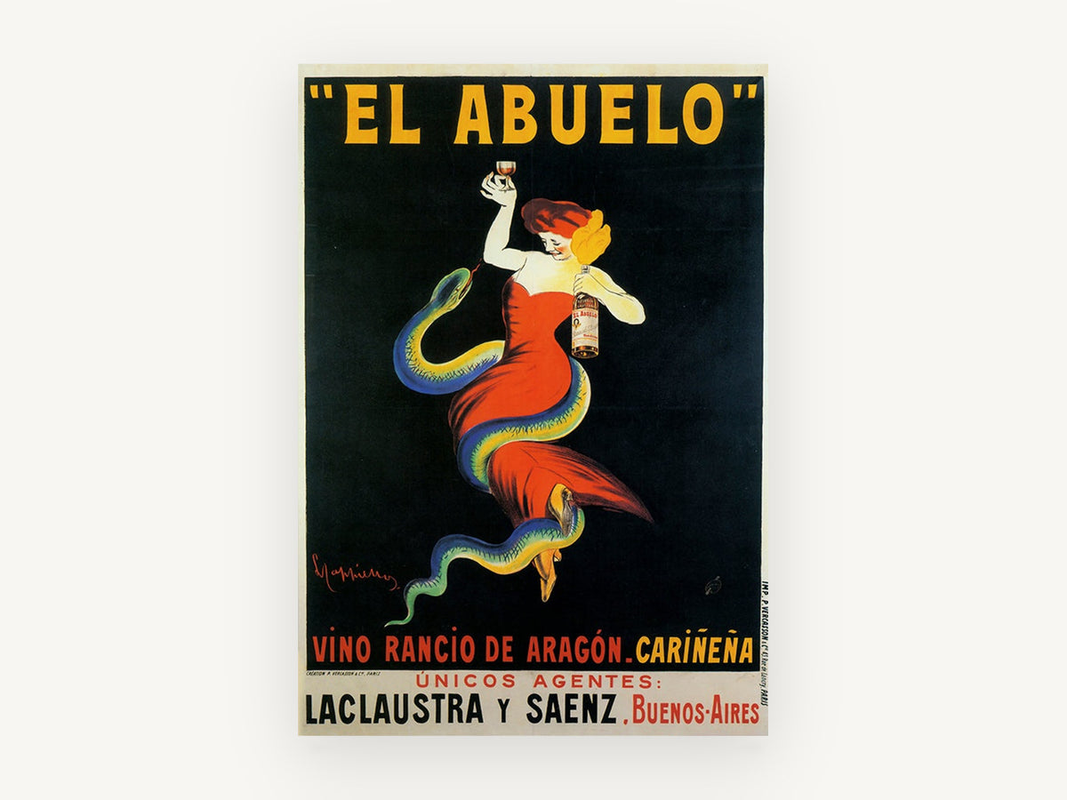 El Abuelo Serpent Lady, vintage canvas wall art print, front view