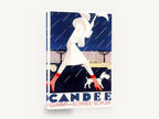 Candee Rainy Day Stride, vintage art deco rain boot advertising poster, stretched canvas wall art print ready to hang