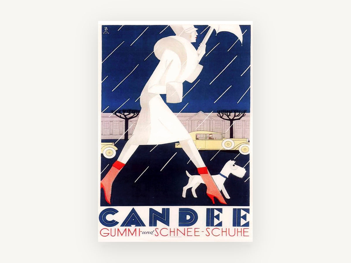 Candee Rainy Day Stride, vintage canvas wall art print, front view