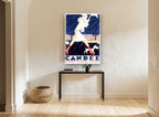 Candee Rainy Day Stride vintage canvas print on the wall of a hallway