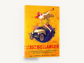Bellanger Trumpeting Globe, vintage bellanger car advertising poster, stretched canvas wall art print ready to hang