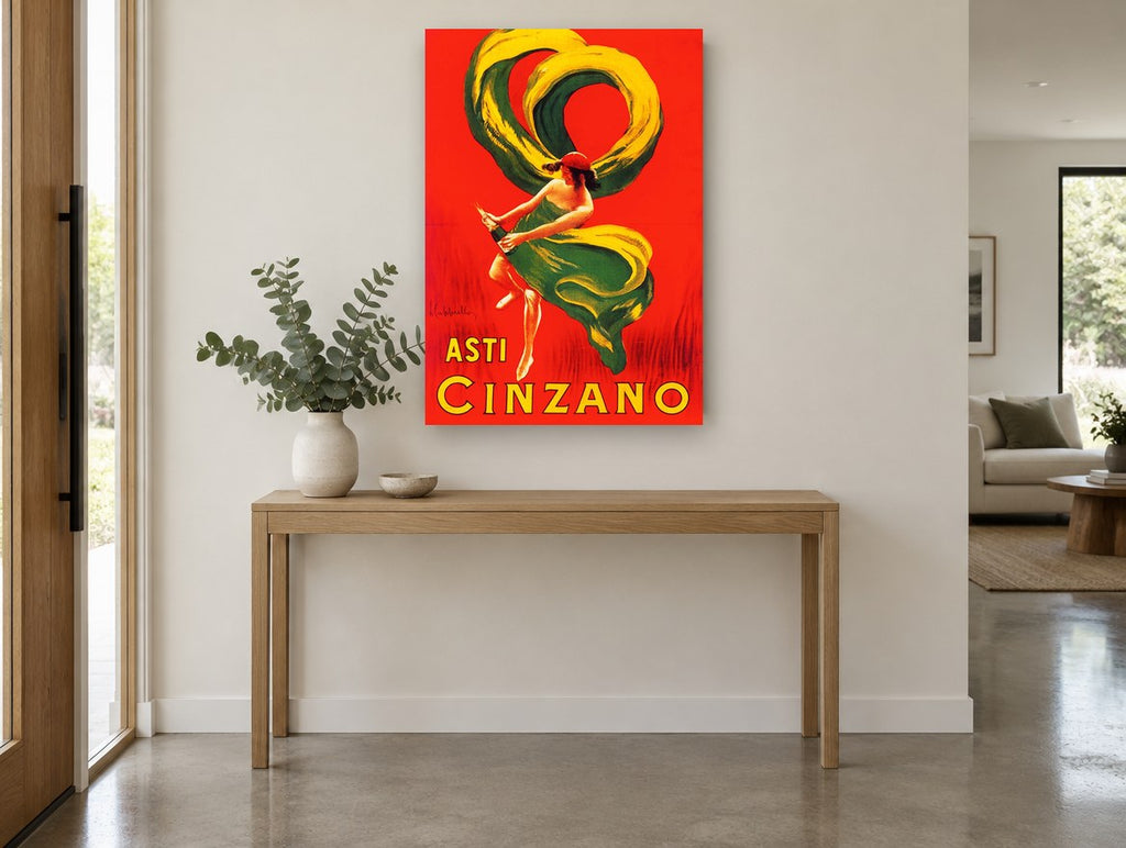 Dancing Asti Cinzano vintage canvas print on the wall of a entry hall