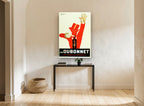 Red Man Dubonnet vintage canvas print on the wall of a hallway