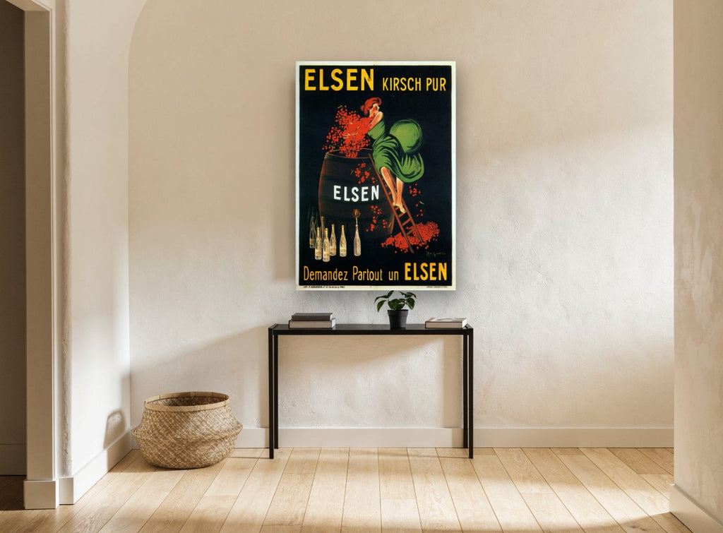 Elsen Cherry Harvest vintage canvas print on the wall of a hallway