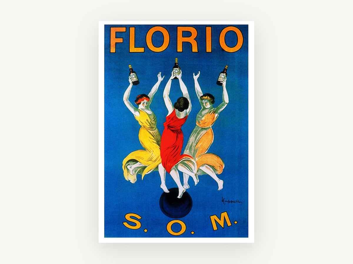 Florio Dancing Trio, vintage canvas wall art print, front view