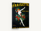 Strawberry Dancer Liqueur, vintage french strawberry liqueur poster, stretched canvas wall art print ready to hang
